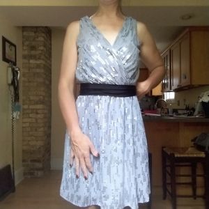 Express dress with silver sequins